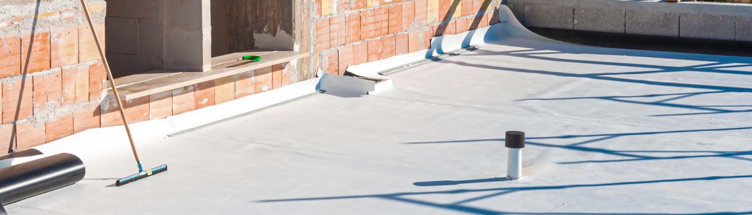 Worker applies pvc membrane roller on roof very carefully. Correct welding with hand-welder, corner_