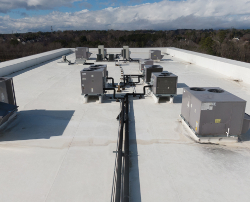 Drone Photos of New TPO Roofing & HVAC