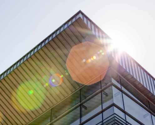 Aluminum facade on commercial building